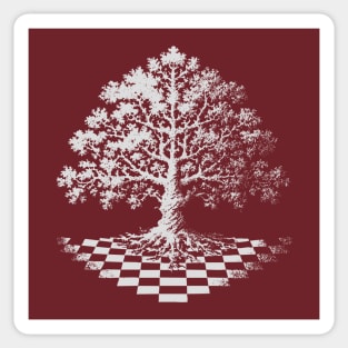 Tree of Life Emerging from Checkerboard Pattern Sticker